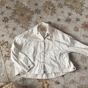 We The Free Cream Denim Trucker Jacket